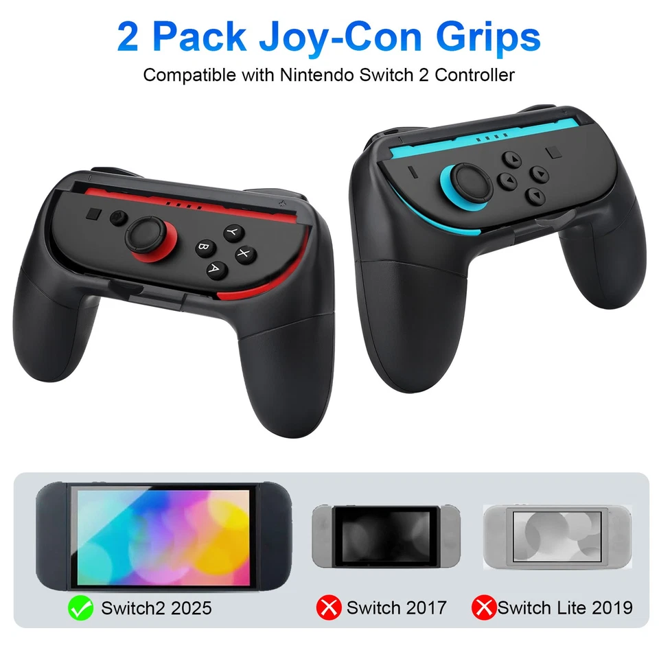 2 Piezas Empuñaduras para Nintendo Switch 2 Joy-Con Mango Controlador Ergonómico ABS Foto 2 de 4
