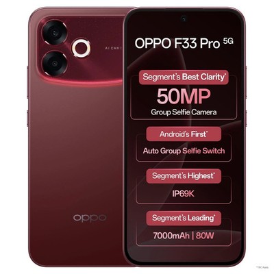 Oppo F33 Pro 5G (8GB RAM, 128GB ,Red) Dimensity 6360 Max Global