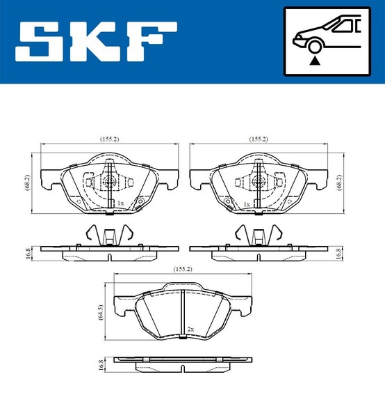 Bremsbelagsatz Scheibenbremse Vorne SKF Vkbp 80518 A FÜR Honda-image