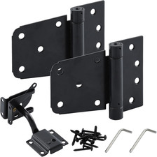 Self-Closing Gate Kit Black - 3.5 in Spring Tee Hinges 2 Pack  Self-Adjusting G