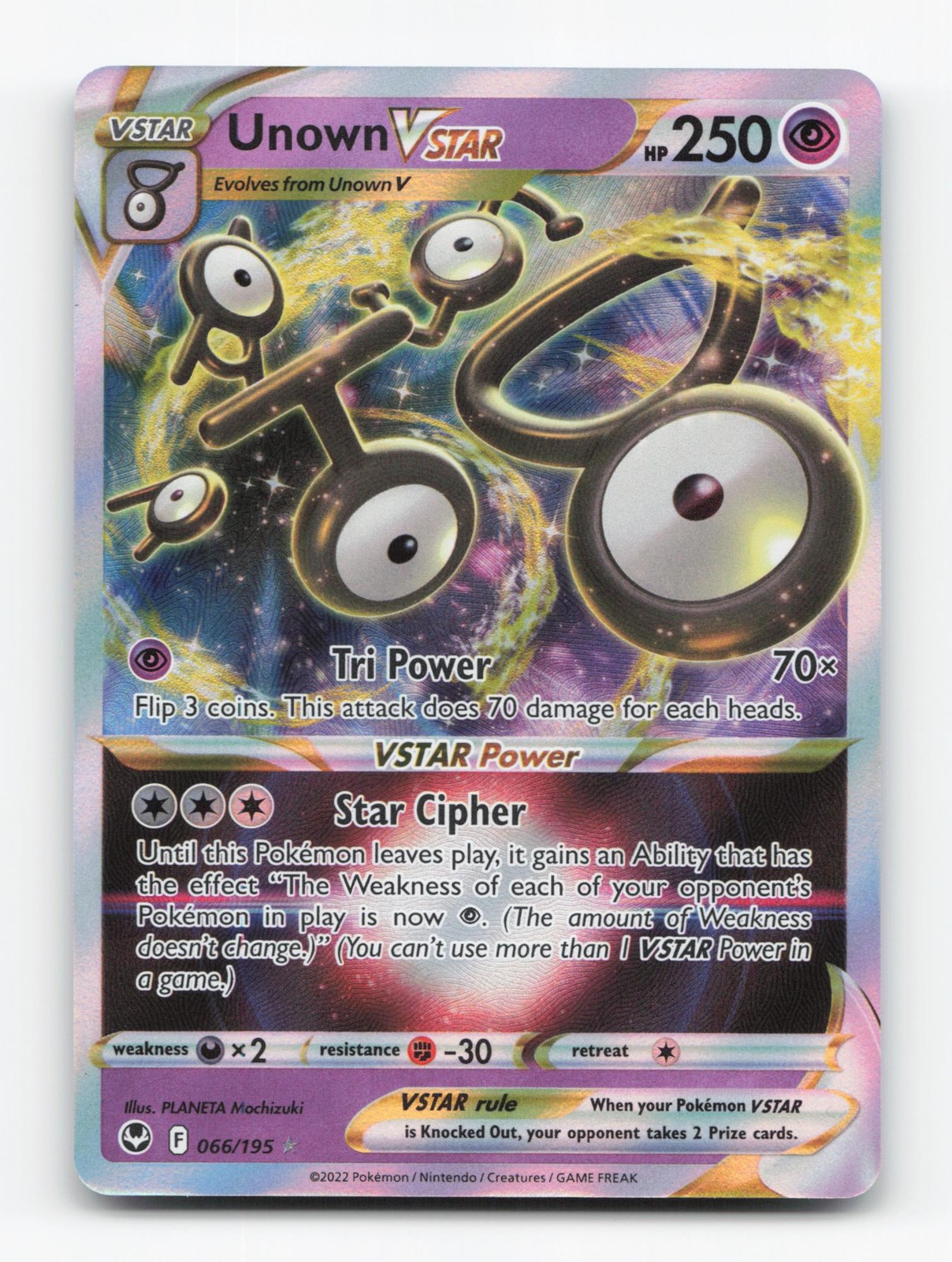 Pokemon TCG - Unown VSTAR 066/195 Near Mint Holo VSTAR Rare Silver Tempest