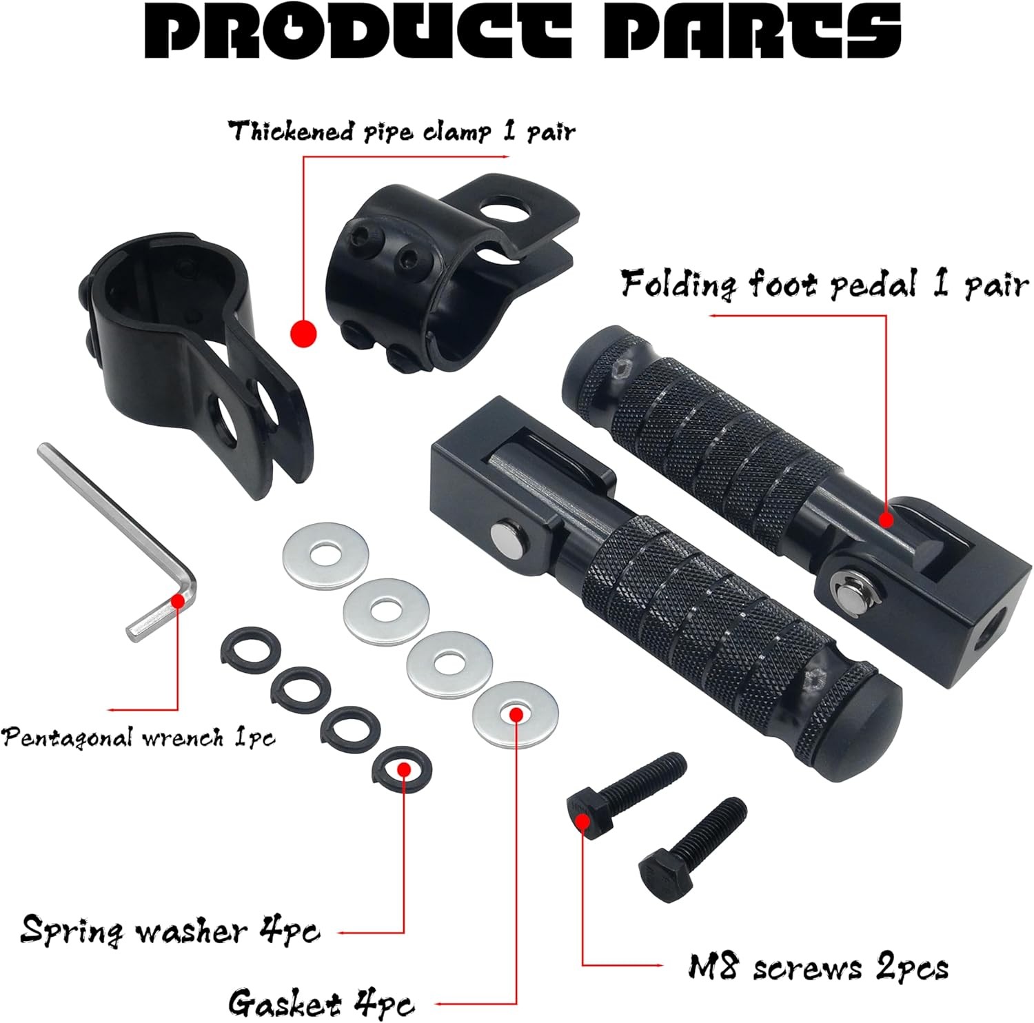  M8 Anti-Skid CNC Universal Motorcycle Foldable Footpegs Pegs Bike Electric Car