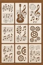 Stencils Reusable Plastic Templates Craft Paint Template Musical Notes 9pcs
