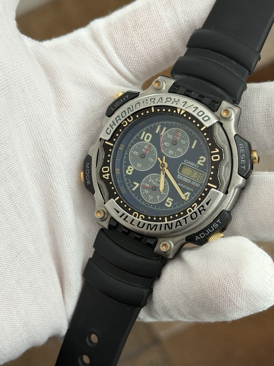 Rare 90s Casio DURO 200 DRO-212 Ana-Digi Chronograph Quartz