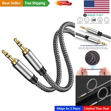 Universal 3.5mm Nylon Braided Aux Cable 6Ft   Expertly Transmits Stereo Sound