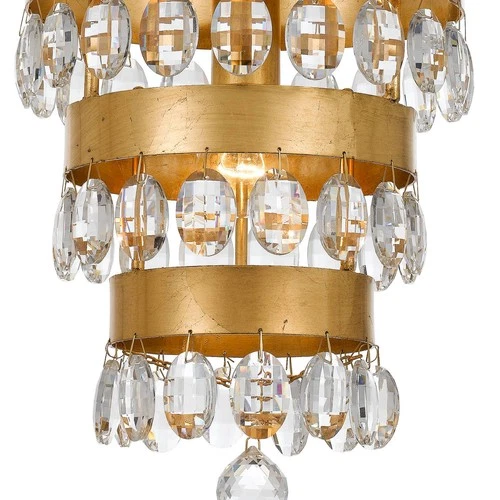 Crystorama Perla 10"W Antique Gold Crystal Mini-Chandelier - Picture 5 of 6