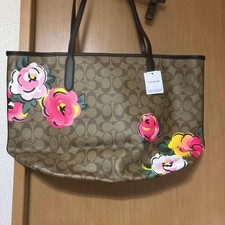 Coach Signature Rose Pattern Tote Bag