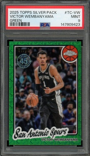 Victor Wembanyama /99 Green PSA 9 2025 Topps Silver Pack Card