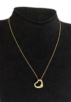 Tiffany & Co Elsa Peretti 18k Yellow Gold 15.5mm Open Heart Pendant Necklace 16"