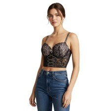 Victorias Secret Dream Angels Heritage Ribbon Slot Bra Top Lace Bustier M-DD New