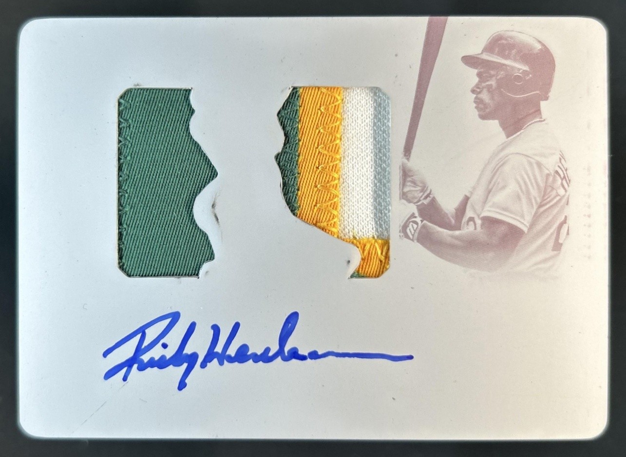 2015 National Treasures Rickey Henderson Die Cut Patch Printing Plate Auto #1/1