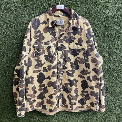 Vintage Ruddy Duck Apparel Co Frog Camo Chambray Cotton Button Shirt Mens XL