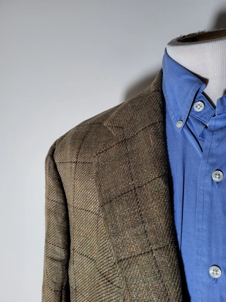 Blazer chaqueta abrigo deportivo vintage 42R Polo Ralph Lauren verde marrón rojo lino Foto 4 de 4