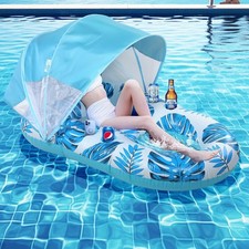 Inflatable Pool Floats Lounger Adult, Float Lounge 55 inches x 43", Blue