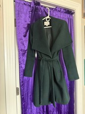 New Without Tags COLE HAAN HUNTER GREEN WOOL WRAP COAT SIZE 6