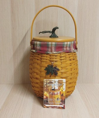 Longaberger 2000 October Fields Basket #16951 W/Lid, Liner, Protector, Tie-on