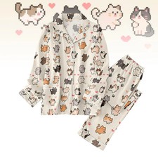 Cute Cat Love - 3D Print Pajama Set - Adults  Kids