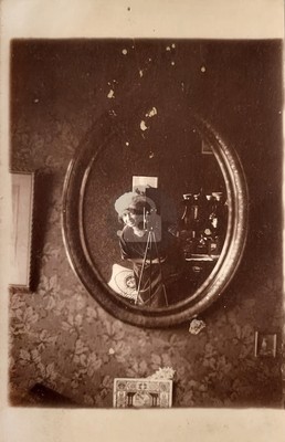 Young Woman Taking Selfie Mirror Reflection Camera RPPC Photo Postcard COPY
