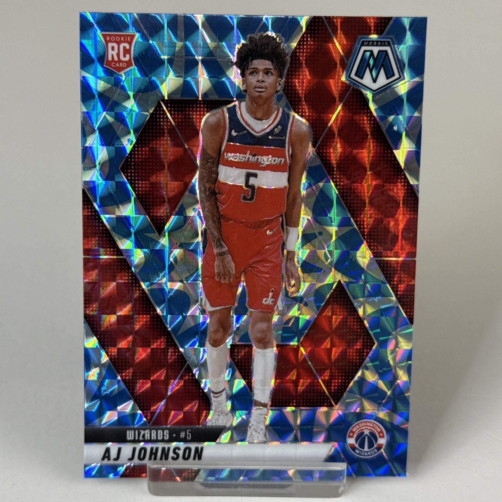 2024-25 Panini Mosaic AJ Johnson Rookie Blue Reactive #215 Wizards