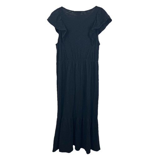 J. Crew Flutter Sleeve Tiered Maxi Dress Womens L Large Black Summer - Picture 2 of 4