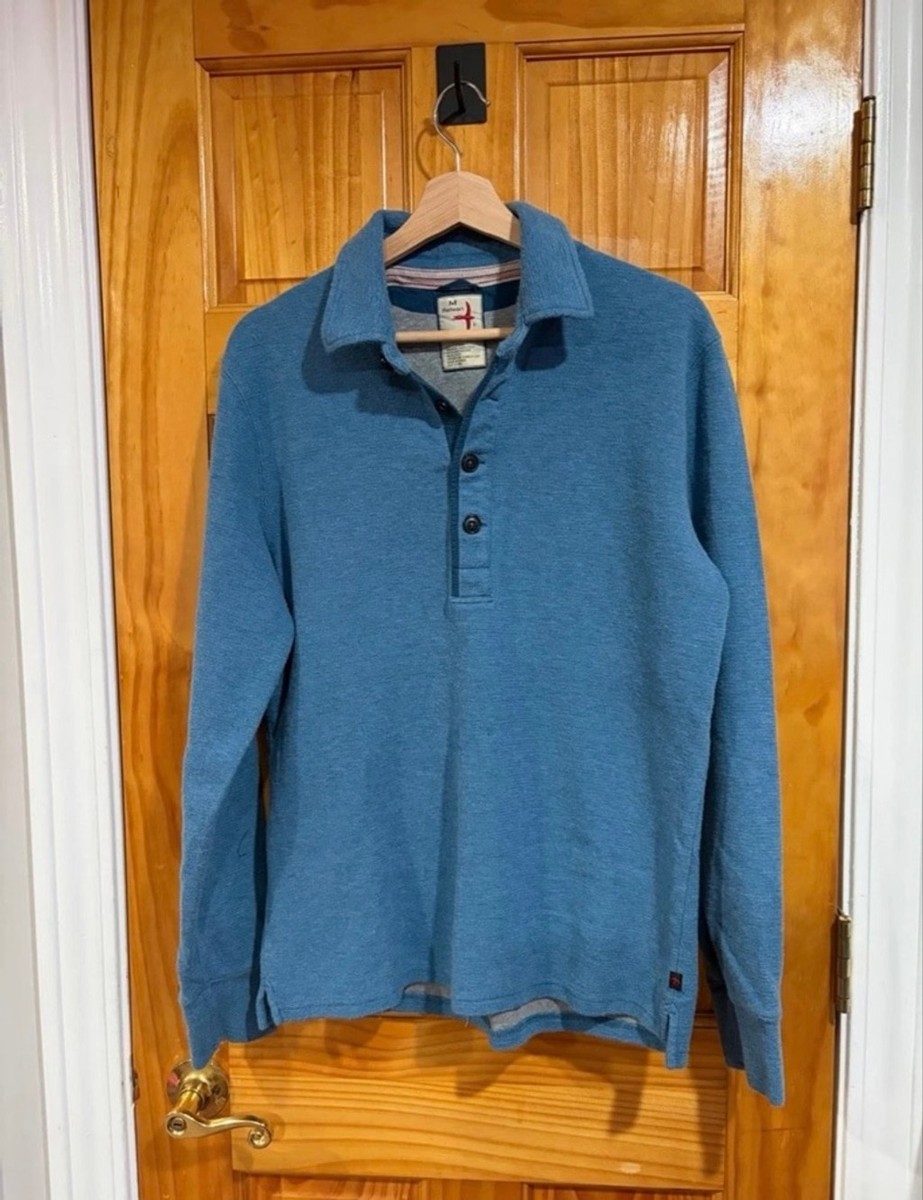 Relwen Textured Knit Sweater Pullover Blue Long Sleeve Cotton Crew Relwen Textured Knit Sweater Pullover Blue Long Sleeve Cotton Crew