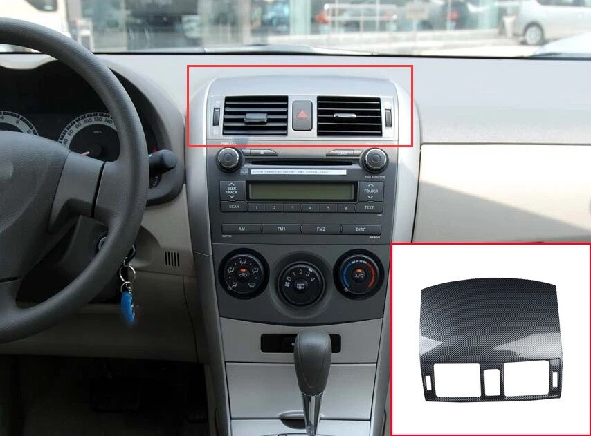 Cubierta de fibra de carbono ABS de salida de aire de consola central para Toyota Corolla 07-13 Foto 2 de 4