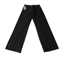 Damen Hose Buisnesshose Schwarz Streifen Gold Revanche Wide Leg Gr. 34 Neu