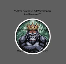 Gorilla King Sticker Waterproof Decal Crown Jungle Animal Wildlife Gift NEW