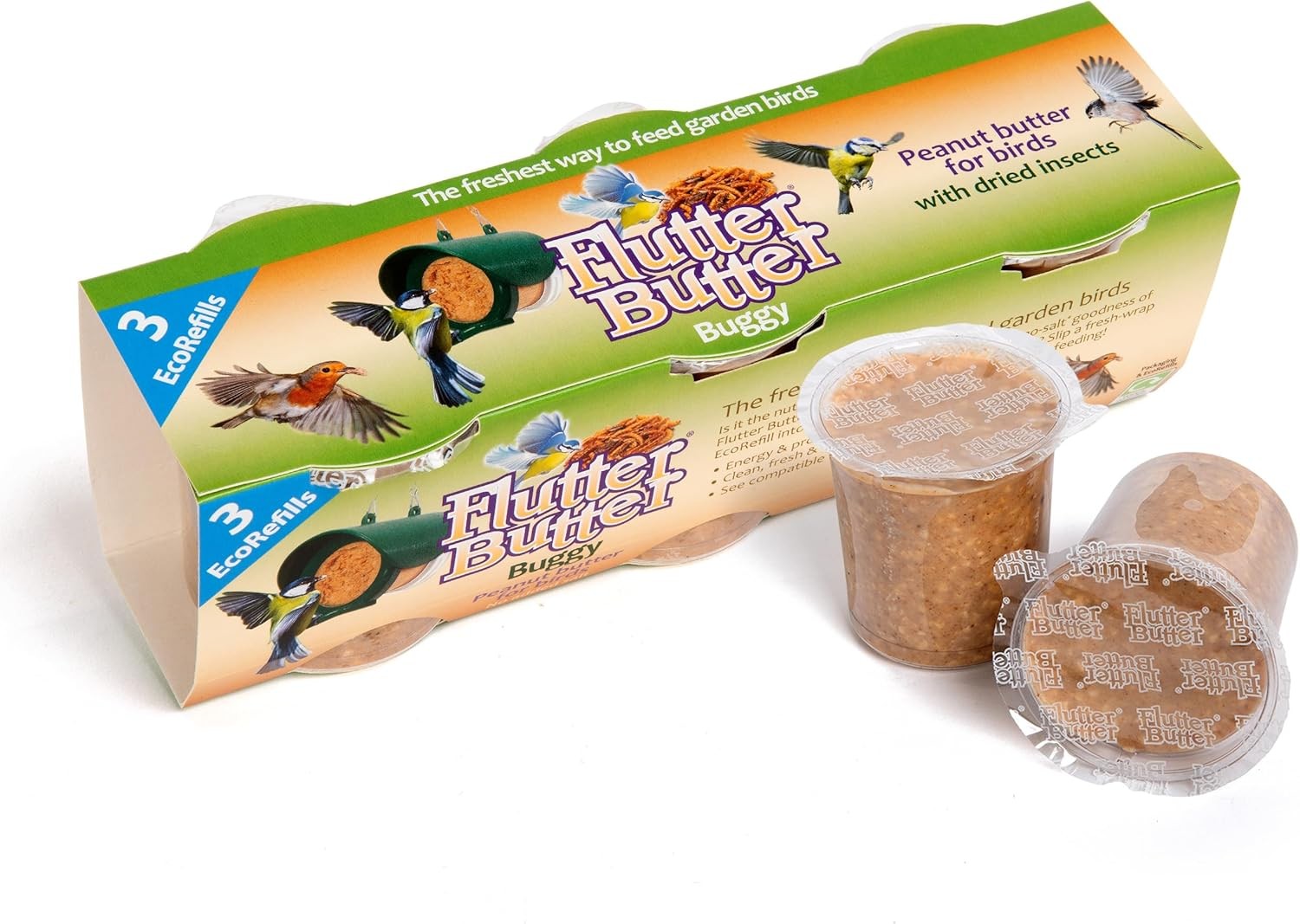 Peanut Butter for Birds - Jacobi Jayne Flutter Butter EcoRefills - Buggy Flavou