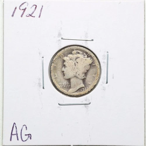 1921 10C Mercury Winged Liberty Dime in AG Condition #6232