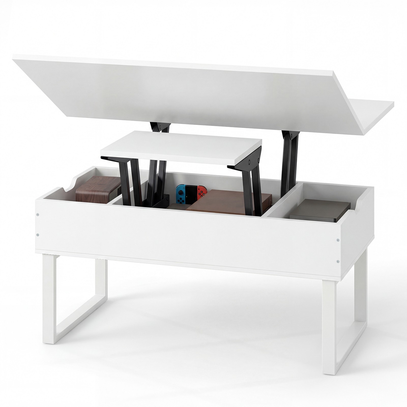 Convertible Coffee Table to Dining Table, Multifunction Lift Top Table Hidden Handle Lift Up Coffee Table, Smooth Surface Table Corner Protection Storage Tea Table Strong Bearing Capaci hopeful 25 Lift Top Coffee Table 3-in-1 Multifunctional Convertible Table