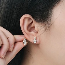 Orecchini 1,0 ct taglio ovale creati in laboratorio diamante test pass VVS1/D/eccellente infinito