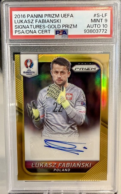 2016 Panini Prizm UEFA Euro Lukasz Fabianski Signatures Gold Poland PSA 9/10