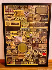 Sticker-Collage im Rahmen – Fanartikel im Stil vom BVB  (Privatverkauf)