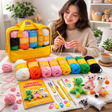 Beginner Crochet Kit w/ Yarn Hooks Case  Amigurumi Book DIY Craft Set Video