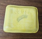  Studio Art Pottery Bison Dish Vtg Handmade Signed Yellow  — photo 2