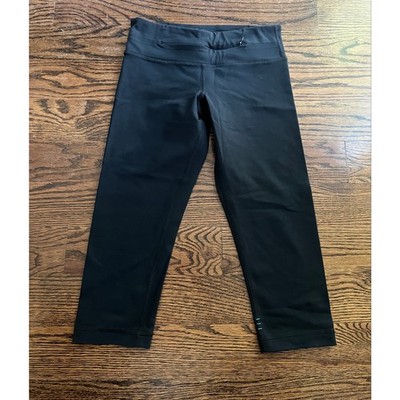 Nancy Rose Performance Black Plank fit Capri Leggings Compression Waistband 4