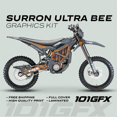 Surron Ultra Bee Graphics Kit FOX RACE LINE Grey Orange Decals Stickers
