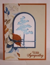 Handmade TREE & LEAVES SYMPATHY card kit of 4 made with Stampin Up