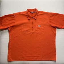 Vintage Ben Davis Shirt Mens 3XL Orange Half Talon Zip Short Sleeve Made USA 80s