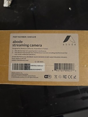 Abode Streaming Camera P/N: 104012/B Home Security Camera