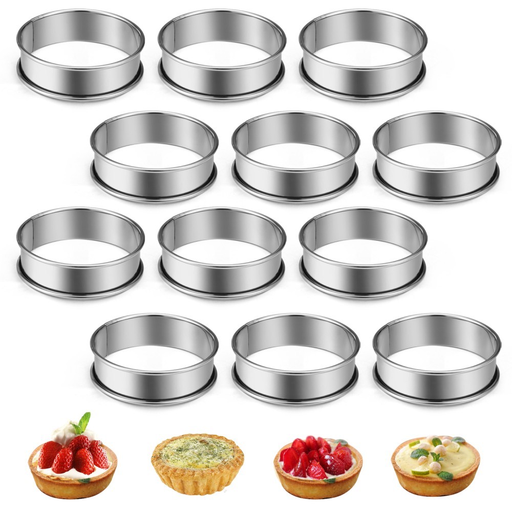 Backringe 8cm,12 Stück Dessertring Tortenring Backringe Kuchenring Edelstahl
