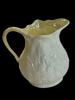 Belleek Lotus Creamer 3  Fine Petite Green Stamp 1955-65 Vintage 4 ozs