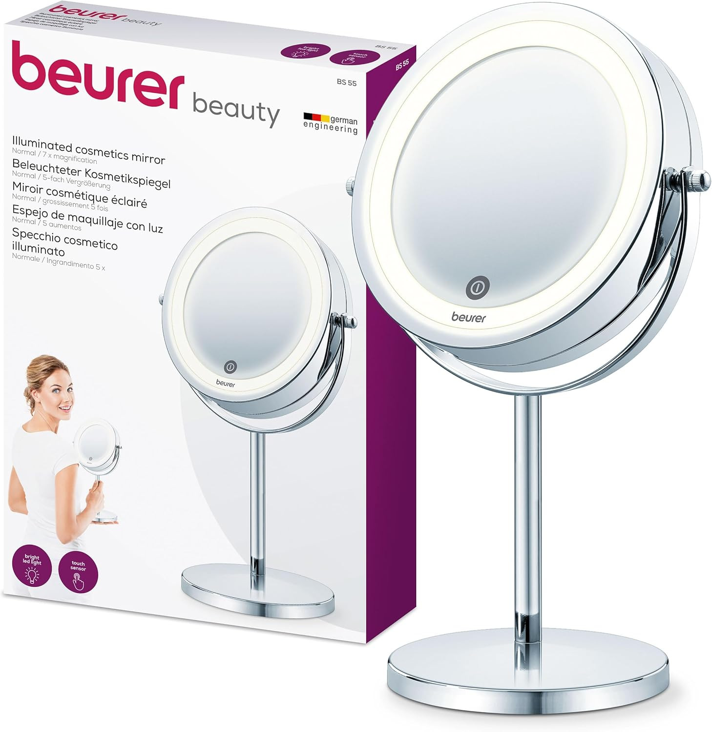 Specchio Cosmetico Beurer BS 55 | Ottica 7x e Luce LED Dimmerabile