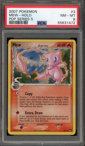 Pokemon Mew POP Series 5 Holo Rare #3 CORRECTED BACK HOLO BLEED PSA 8