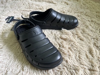 Rugged Shark Men's Slip-on Fabric Lined EVA Clog Slippers Size 10 Black