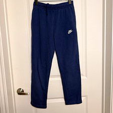 Nike Men s Blue Fleece Sweatpants Size S Drawstring Pockets Tapered Elastic