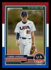 2023 Panini Stars & Stripes USA Baseball Stunner Gonzales #8 Red, White, & Blue