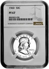 1960 50C Proof Silver Franklin Half Dollar NGC Graded PF 67 White Coin