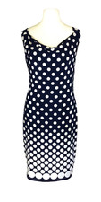 Joseph Ribcoff Navy Blue/White Polka Dot Fully Lined Sleeveless Dress Size - 12
